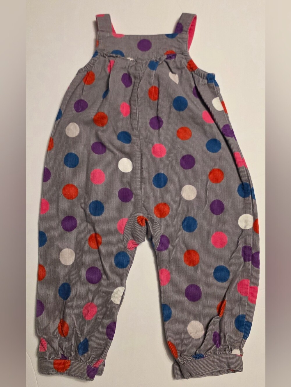 Baby Boden Gray Corduroy Overalls with Polka Dots Size 6-12 Months - Picture 8 of 8